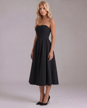 Juliana Strapless Midi Dress Black view 4