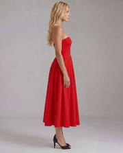 Juliana Strapless Midi Dress Red view 3