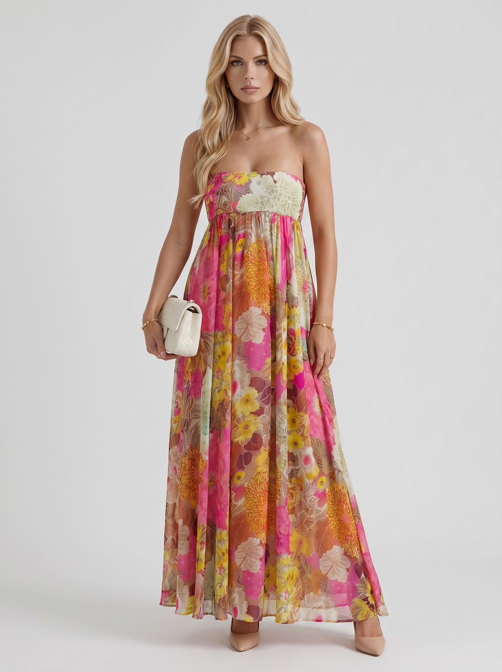 Juno Strapless Maxi Dress Multicolor