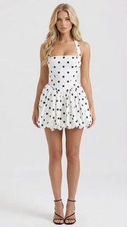 Kaia Polka Dot Halter Neck Bubble Mini Dress view 1