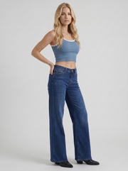 Kaja High Rise Wide Leg Denim Jeans Dark Blue view 3