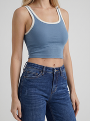Kaja High Rise Wide Leg Denim Jeans Dark Blue view 6