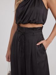 Kassia Satin Halter Pants Set Black view 6