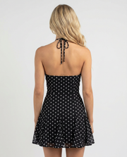 Katie Polka Dot Strapless Mini Dress Black view 3