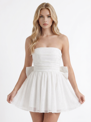 Katrina Strapless Sequin Sparkle Mini Dress Ivory view 2