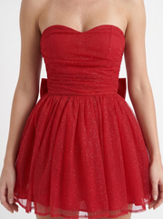 Katrina Strapless Sequin Sparkle Mini Dress Red view 6