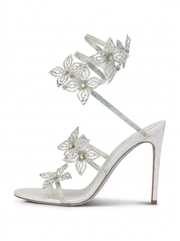 Kimberly Floral Rhinestone Wrap Strap Stiletto Sandals Silver view 1