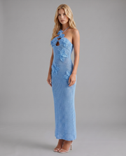 Kyla Crochet Halter Maxi Dress Blue view 2