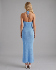 Kyla Crochet Halter Maxi Dress Blue view 4