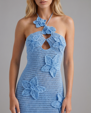 Kyla Crochet Halter Maxi Dress Blue view 5