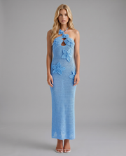 Kyla Crochet Halter Maxi Dress Blue view 1