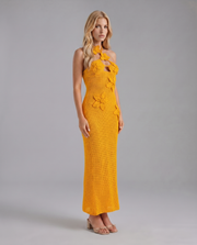 Kyla Crochet Halter Maxi Dress Orange view 2