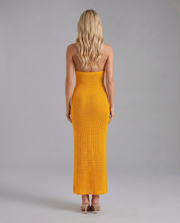 Kyla Crochet Halter Maxi Dress Orange view 4