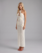 Kyla Crochet Halter Maxi Dress White view 2
