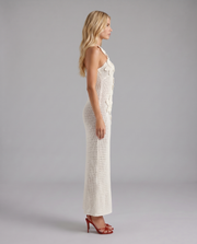 Kyla Crochet Halter Maxi Dress White view 3