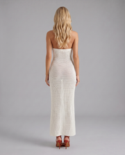 Kyla Crochet Halter Maxi Dress White view 4