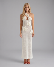 Kyla Crochet Halter Maxi Dress White view 1