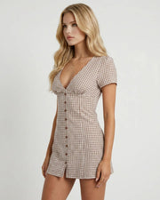 Kyla Mini Playsuit Brown view 4