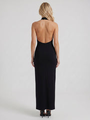 Lila Mock Neck Bodycon Maxi Dress Black view 5
