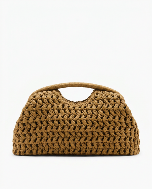 Lio Woven Raffia Clutch Boho Beach Purse Yellow