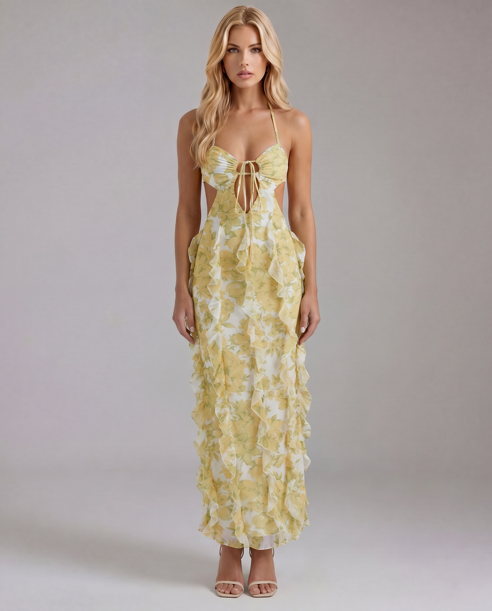 Lola Ruffle Maxi Sundress Yellow