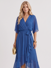 Lucienne Wrap Midi Dress Blue view 2