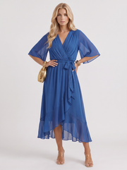 Lucienne Wrap Midi Dress Blue view 3