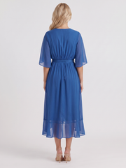 Lucienne Wrap Midi Dress Blue view 5