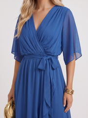 Lucienne Wrap Midi Dress Blue view 6