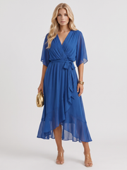 Lucienne Wrap Midi Dress Blue view 1