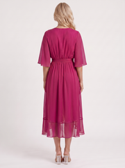 Lucienne Wrap Midi Dress Dark Purple view 5