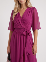 Lucienne Wrap Midi Dress Dark Purple view 6