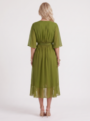 Lucienne Wrap Midi Dress Olive Green view 5