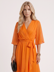 Lucienne Wrap Midi Dress Orange view 2