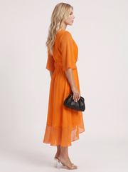 Lucienne Wrap Midi Dress Orange view 4