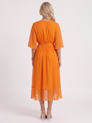 Lucienne Wrap Midi Dress Orange view 5