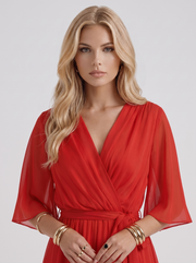 Lucienne Wrap Midi Dress Red view 2