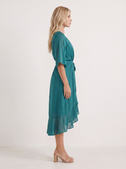 Lucienne Wrap Midi Dress Teal view 4
