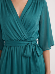 Lucienne Wrap Midi Dress Teal view 6