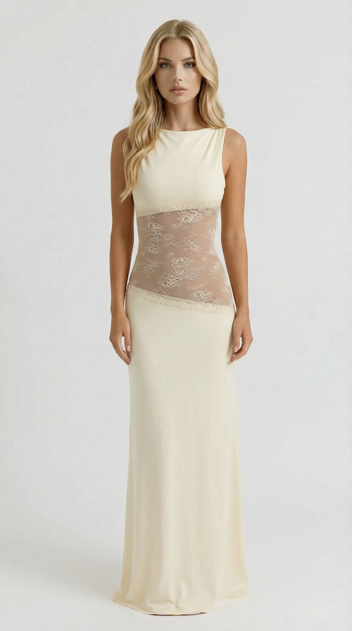 Lucy Lace Maxi Dress Yellow