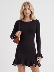 Luna Long Sleeve Bodycon Mini Dress Black view 2