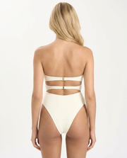 Margaux Rosette Cutout Strapless One Piece Swimsuit Ivory view 2
