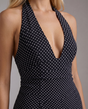Margot Polka Dot Halter Mini Dress Black view 5
