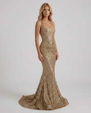 Mari Mermaid Maxi Dress Gold view 3