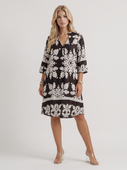 Marije Floral Midi Dress Black