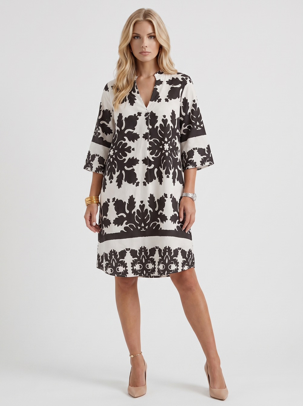 Marije Floral Midi Dress White