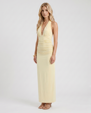 Megan Plunge Maxi Dress Butter Yellow view 3