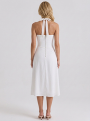Mia Halter Square Neck Midi Dress White view 5