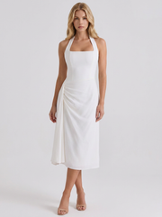 Mia Halter Square Neck Midi Dress White view 1