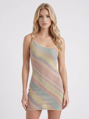Mila Spaghetti Strap Striped Knit Mini Dress Pastel view 2